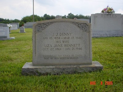 J J Denny and Liza Jane Bennett Grave